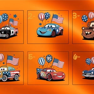 Camiseta de Rayo McQueen con la bandera de EE. UU., camiseta de coches americanos del 4 de julio, camiseta de Cars de Disney Pixar, camiseta de carreras patrióticas para vacaciones familiares imagen 3