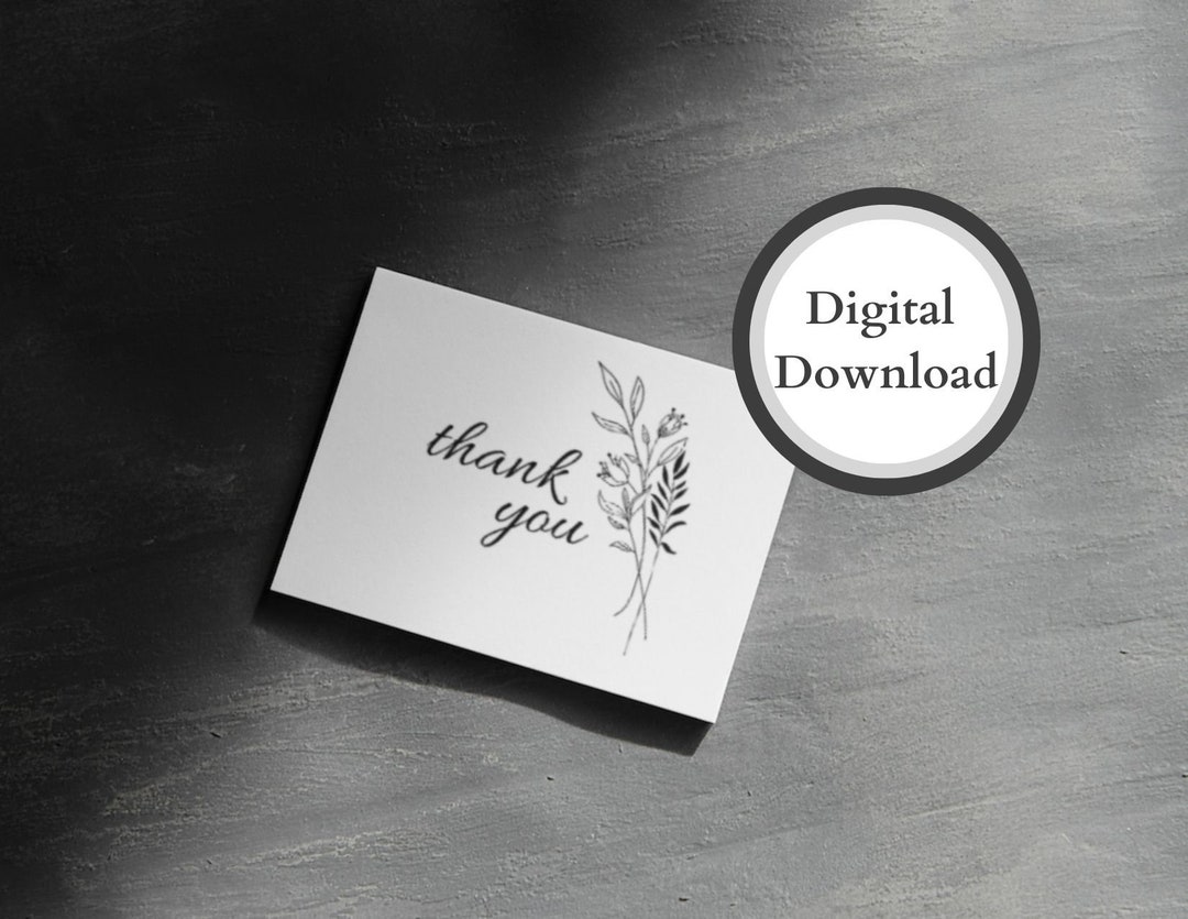 Thank You Card Digital Printable Instant Download - Etsy