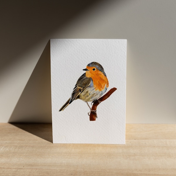 Ensemble de 6 cartes d’oiseaux faites à la main | Gouache réaliste et carte de vœux au crayon de couleur | Cadeau pour les amoureux des oiseaux | Imprimé oiseau A6
