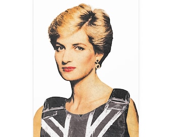 Princess Diana Pop Art Print | British Icon Collage Poster, Vintage Punk Style