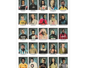 Celebrity Icons Pop Art Poster | Vintage Yearbook Portrait Print | Culture Wall Art