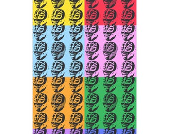 Lucha Libre Pop Art Print | Warhol Style Mexican Wrestling Mask Poster