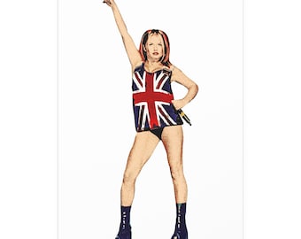 Sporty Spice Pop Art Poster | 90s British Pop Culture Union Jack Print