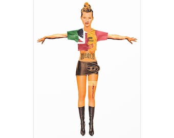 Kate Moss Pop Art Poster | 90s Punk Fashion Collage Wall Art