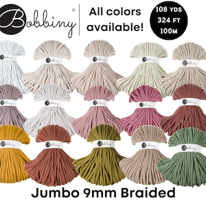 Bobbiny Jumbo 9mm Braided Cord for Macramé, Crochet, Weaving, Knitting 108yds