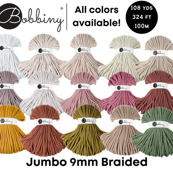 Bobbiny Jumbo 9mm Braided Cord for Macramé, Crochet, Weaving, Knitting 108yds