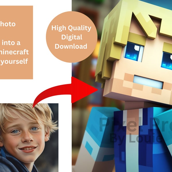 Minecraft Custom Character Digital Download Turn Yourself Into An Animated Minecraft Character Completely Personalised and Unique To You