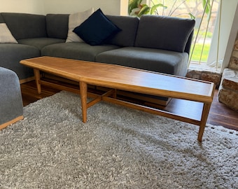 Vintage Mid Century Modern 'Coffin' Shaped Coffee Table Extra Long