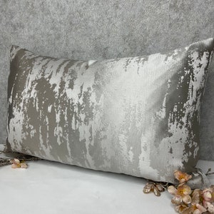 Marble Cushion cover, silver pillow cover, luxury cushion cover, grey throw pillow cover , bolster pillow cover 12" x 20" Luxury Bed HAILES