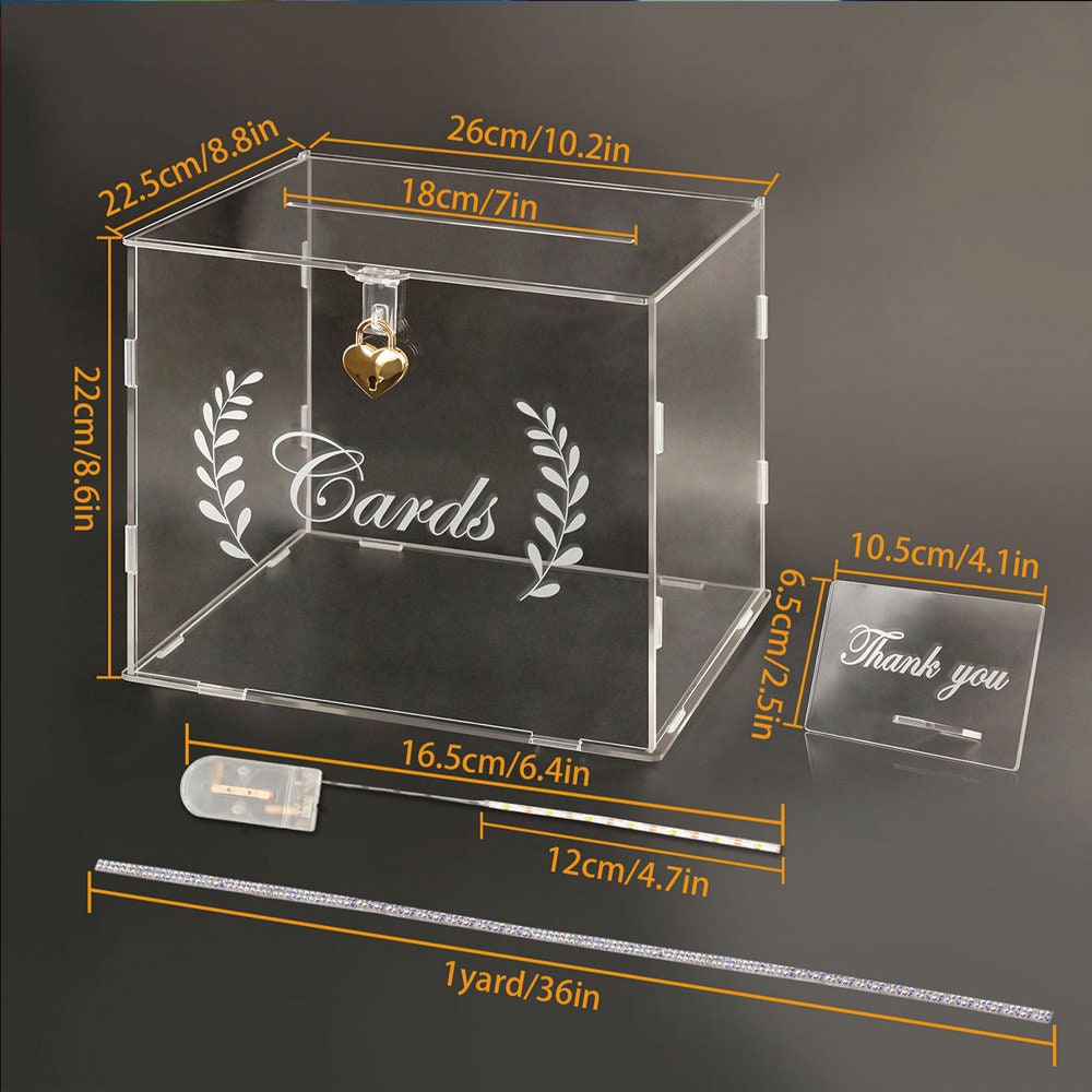 Personalized Name Card Box Wedding Acrylic Card Box With Lock and Key