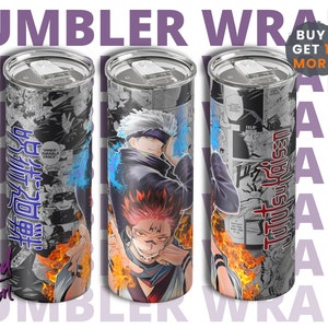 20oz Anime Tumbler Wrap, Skinny Tumbler Wrap Manga Collage Sublimation Design Straight PNG, Digital Instant Download, Anime Lover Manga