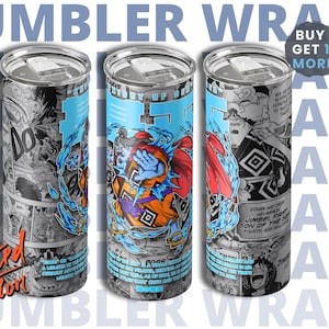 20oz Anime Tumbler Wrap, Skinny Tumbler Wrap Manga Collage Sublimation Design Straight PNG, Digital Instant Download, Anime Lover Manga