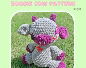 PATTERN Crochet Zombie Cow | Crochet Tutorial, DIY Amigurumi, Instructions, Undead Cow, Haunted, Halloween Amigurumi, Fall Decor, Handmade