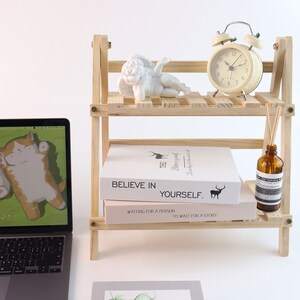 Two Tier Desk Shelf Wooden Table Rack Wood Bookrack Table - Etsy