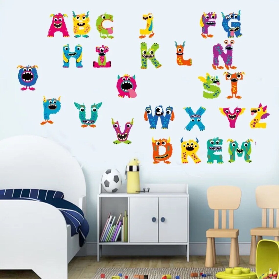 Cartoon Big Eye Animal Alphabet Wall Decal - Kids Room Decor ...