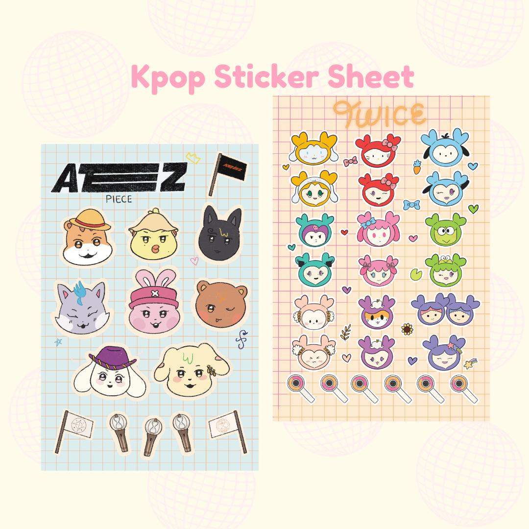 Sticker Layout Kpop Kpop Deco Vinyl Sticker Sheets || Toploader, Journaling, Planner ...