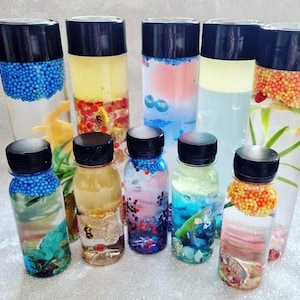 Set of 5 themed calming sensory bottles (please read description! )