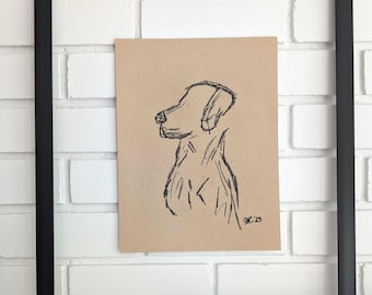 Original Charcoal Drawing, NOT A PRINT, Dog Art, kanine charcoal sketch, Minimalistic, Illustration, Unframed Art, line drawing