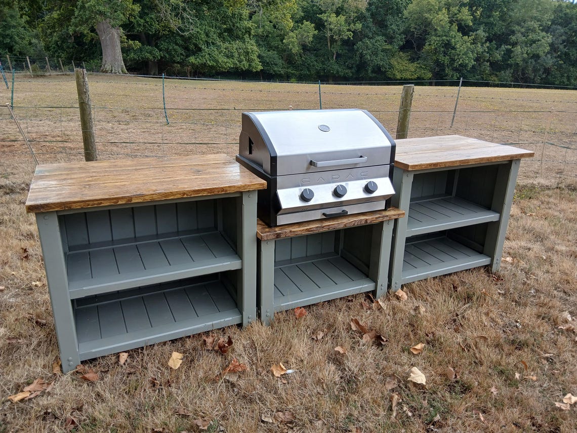 Rustic Outdoor Kitchen, Handmade to Your Specification. BBQ Table ...