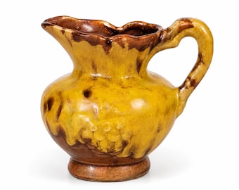 Vintage Art Pottery Pitcher Vase with Raised Grape Relief