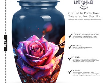 Rose Adult Ashes Urn, Cremation Urns for Human Ashes, Memorial Urn, Keepsake & Burial Urns for Male and Female 10-inch Adult Ashes Urn  Rose