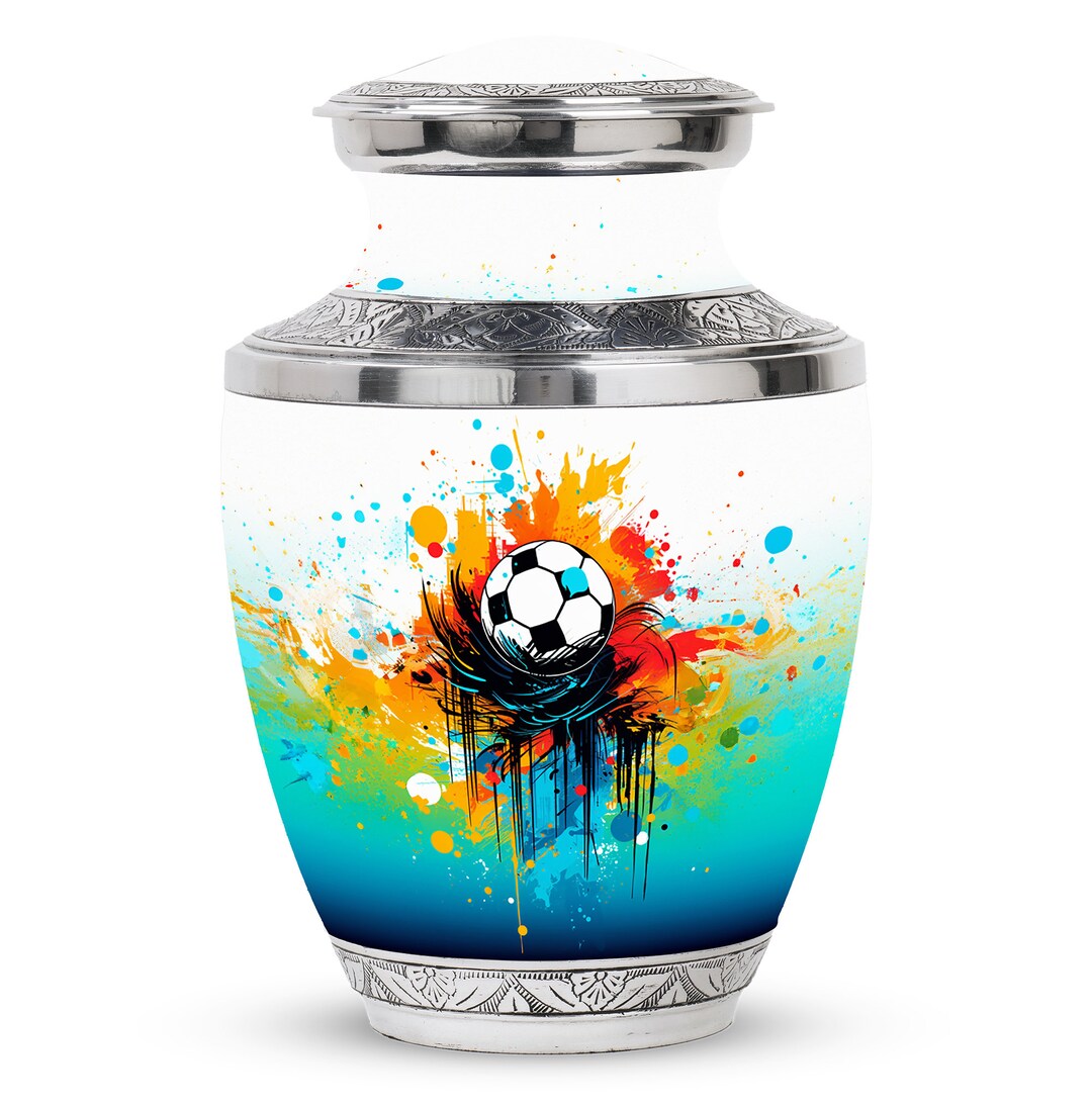 Vibrant Soccer Ball Splash Cremation Urn for Sports Enthusiasts Ashes