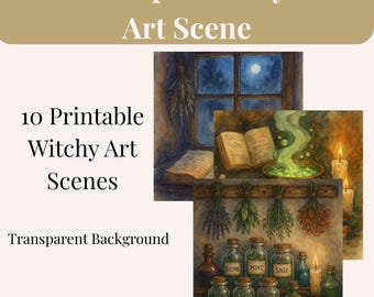 Witch's Apothecary Art Prints | Cottagecore Magic Scenes (Digital Download)