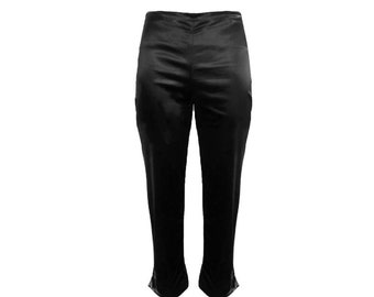 Vintage 'Blumarine' 2000's pantalones capri 3/4 con abertura de satén negro