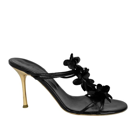 靴 Vintage celine shoes Vintage 'celine' Rare Designer Gold and Black Floral