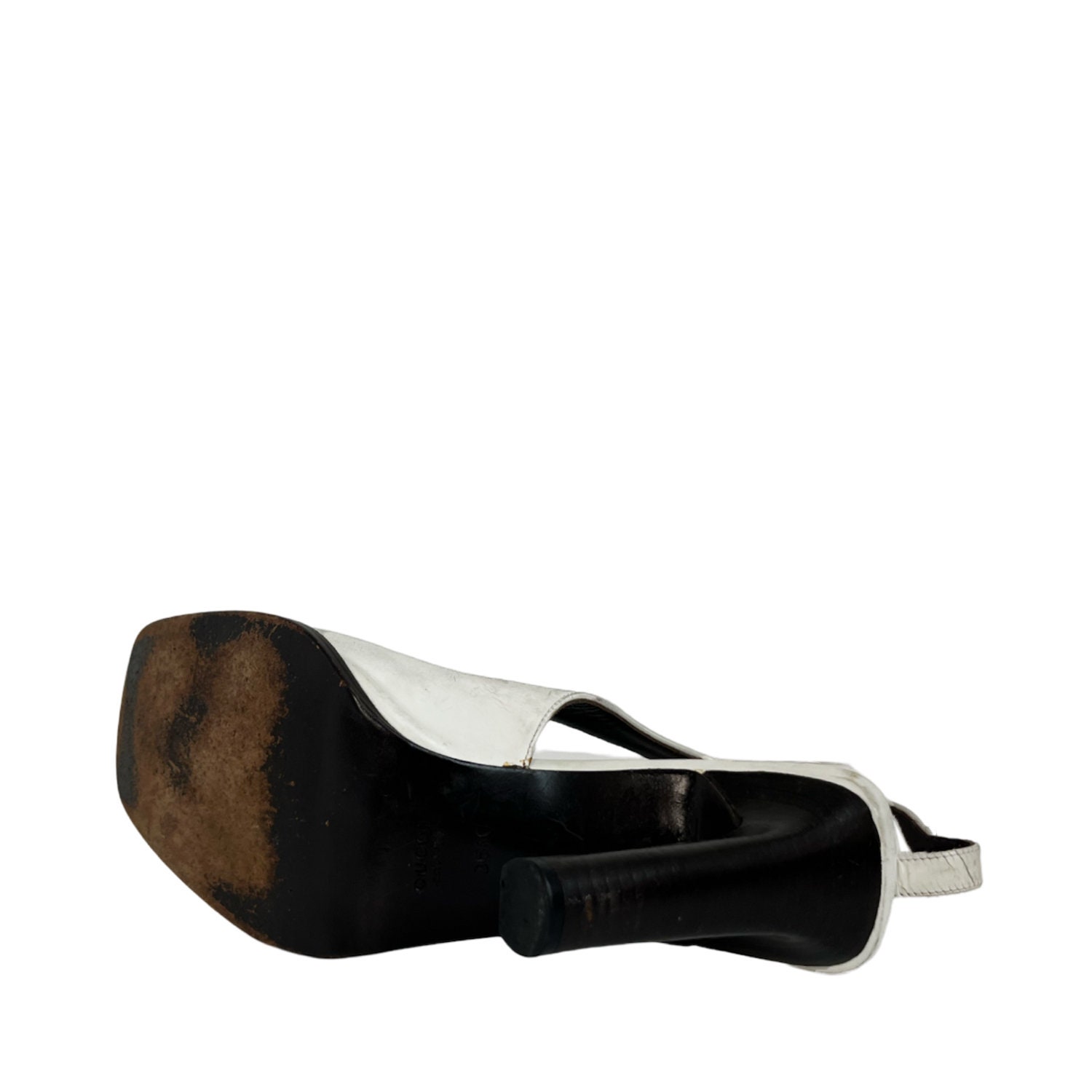 Gucci ブラック/ホワイト ハイヒール 37 Gucci Sling Back Canvas Crystal-Embellished Strappy Pumps