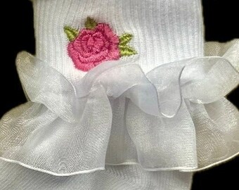 Rose Embroided ruffle socks