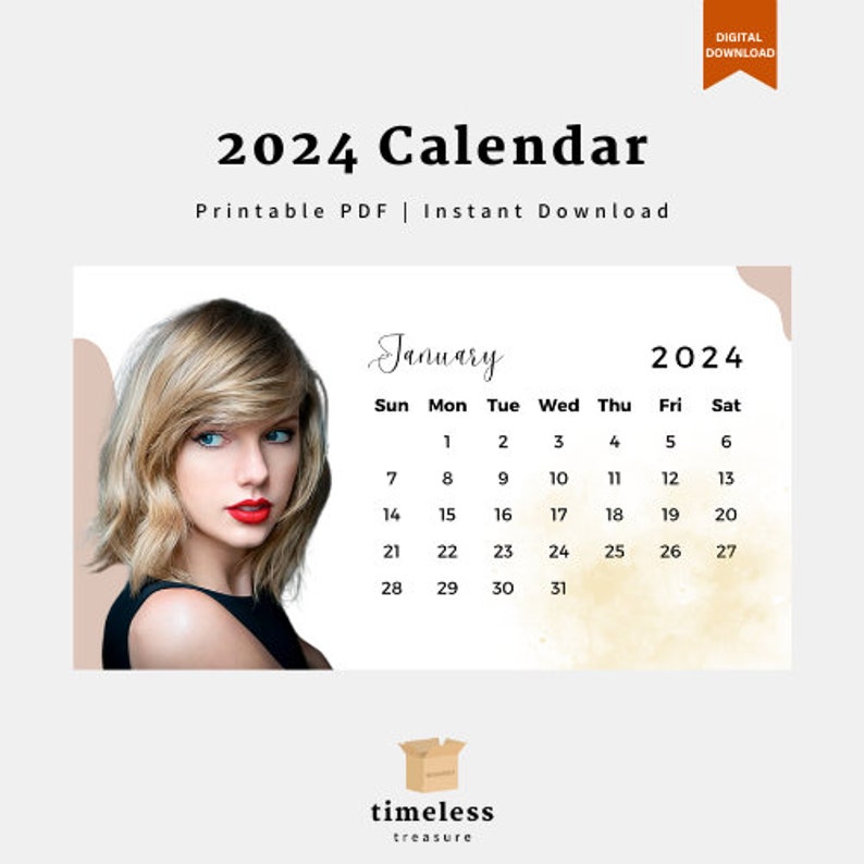 Taylor Swift 2024 Calendar Printable Minimalist Simple Etsy Denmark