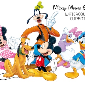Mickey and Friends Watercolor Clipart (Digital Download)
