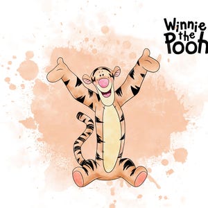 Handgetekende tijger Winnie de Poeh, aquarel png-afbeelding, klassieke stijl clipart, hoge resolutie, transparante achtergrond, digitaal bestand