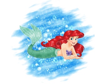 Ariel Meerjungfrau Clipart: Handgemachte Prinzessin PNG (Digital Download)