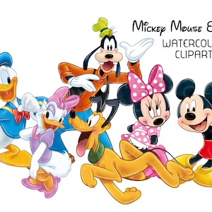 Mickey and Friends Watercolor Clipart (Digital Download)