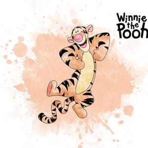 Handgetekende tijger Winnie de Poeh, aquarel png-afbeelding, klassieke stijl clipart, hoge resolutie, transparante achtergrond, digitaal bestand