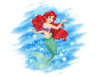 Ariel Meerjungfrau Clipart: Handgemachte Prinzessin PNG (Digital Download)
