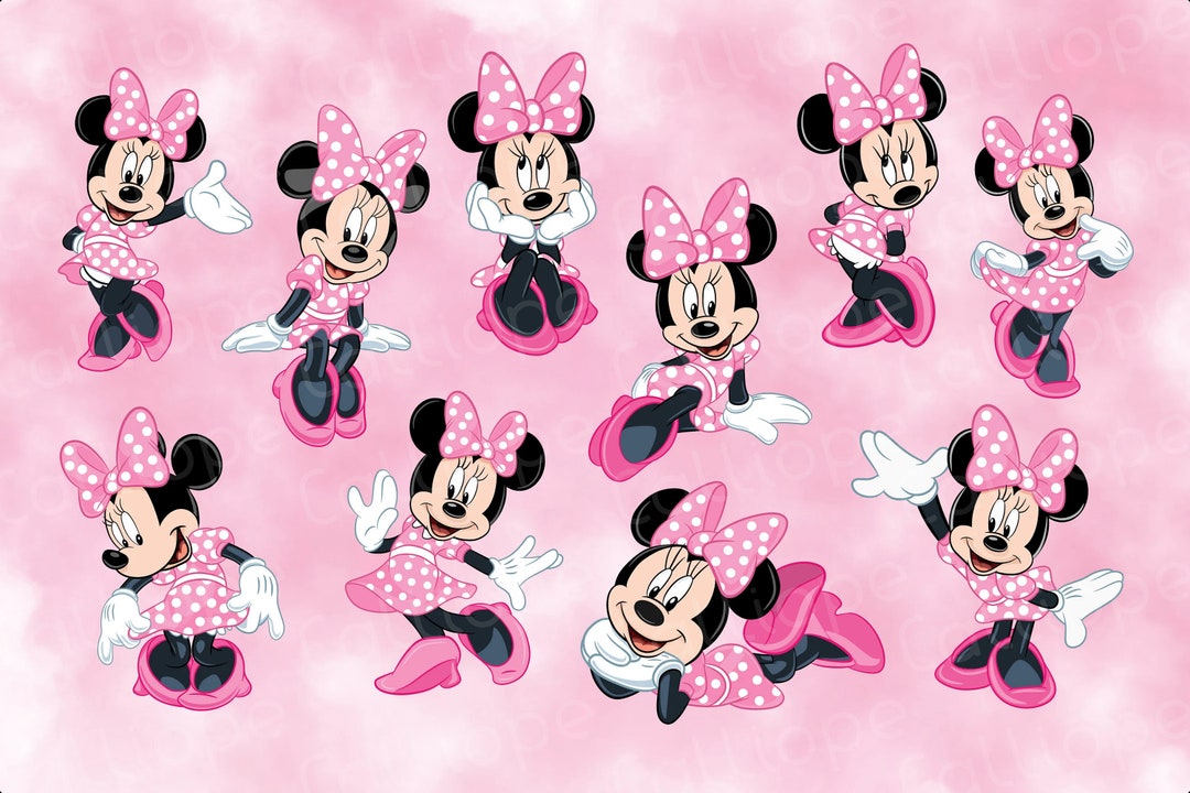 Pink Minnie Mouse, PNG and Outline - Etsy