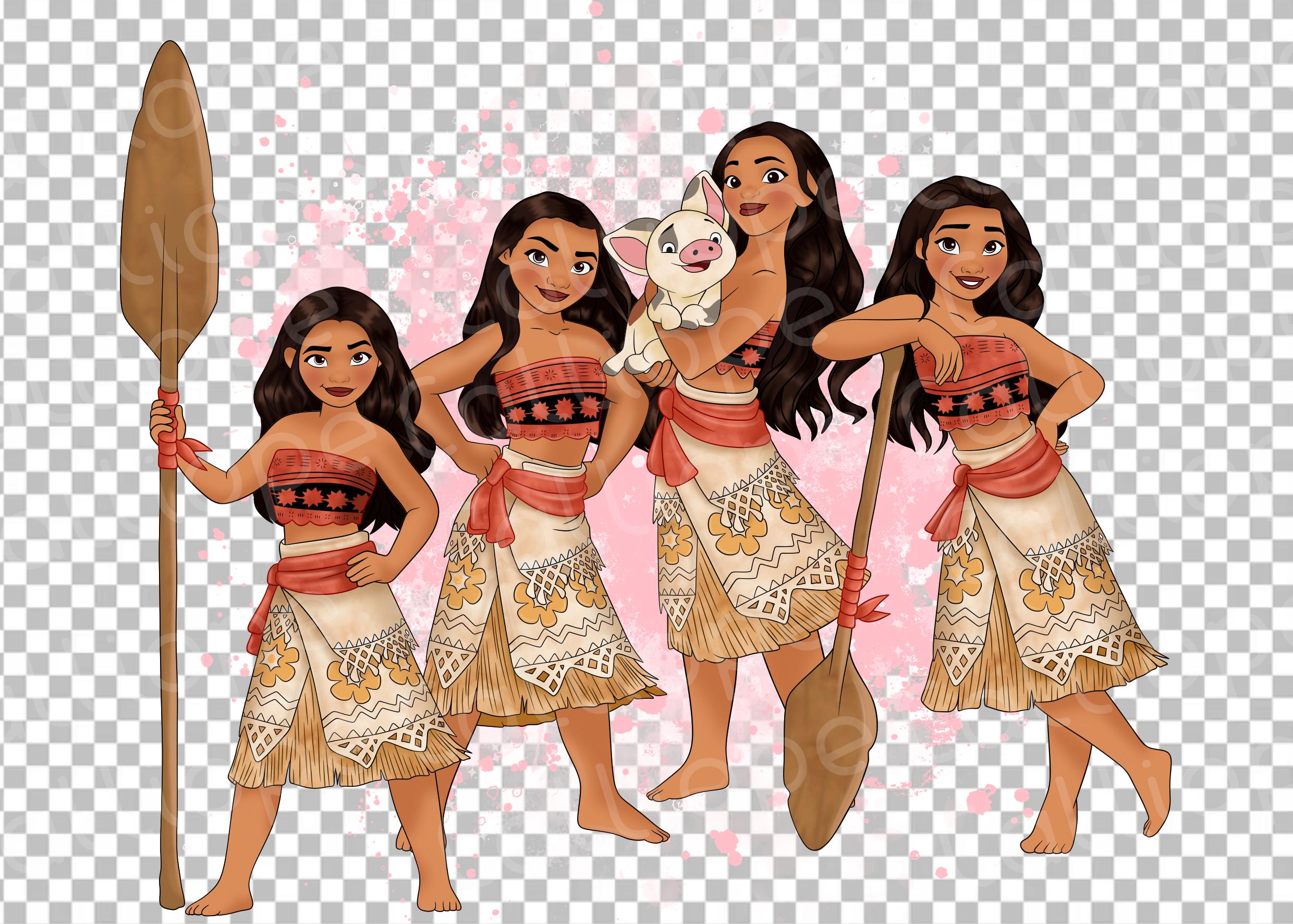 Watercolor Moana Clipart: Princess Vaiana PNG (instant Download