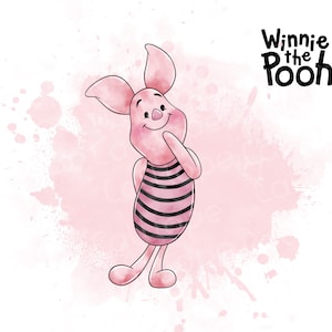 Piglet Watercolor PNG Clipart: Winnie the Pooh Illustration (Digital File)