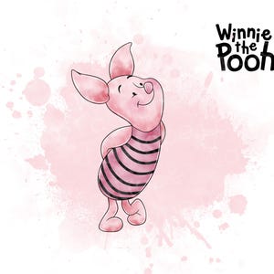 Cerdito Winnie the Pooh dibujado a mano, ilustración PNG en acuarela, clipart de estilo clásico, alta resolución, fondo transparente, archivo digital