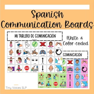 Tweetalig Spaans communicatiebord, taalhulp, OC, non-verbaal, pre-verbaal, communicatie