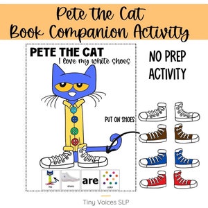 Pete the Cat White Shoes Book Companion, AAC Communication Boards & Sentence Strips