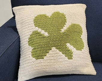 Crochet Shamrock Pillow Pattern: Mosaic Clover Cushion (PDF Pattern)