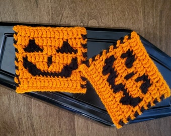 Smiling Pumpkins Mosaic Crochet Pattern - Halloween Decor (PDF Pattern)