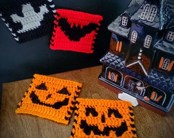 Halloween Mosaic Crochet Pattern Set: Bats, Pumpkins, Ghosts (PDF)