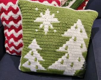 Christmas Tree & Star Crochet Pillow Cover Pattern (PDF Pattern)