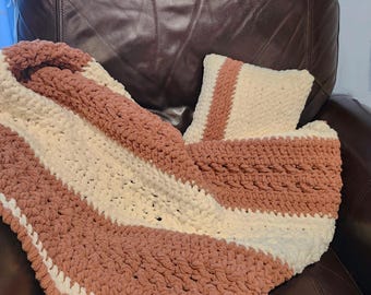 Crochet Lap Blanket & Pillow Pattern: Super Bulky Yarn (PDF Pattern)