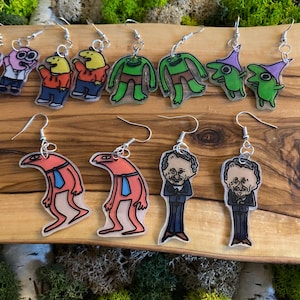 Boucles d'oreilles Smiling Friends - Pim, Charlie, Alan, Glep, Mr Boss, Mr Frog